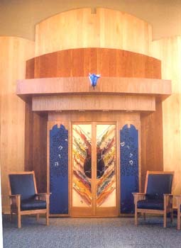 Aron Hakodesh and stained glass doors