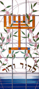 Menorah and almond blossoms